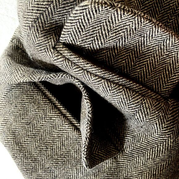 StudioSuits Wool Tweed Sport Coat Herringbone Brown Ticket Pocket 38 Academia - Picture 13 of 16
